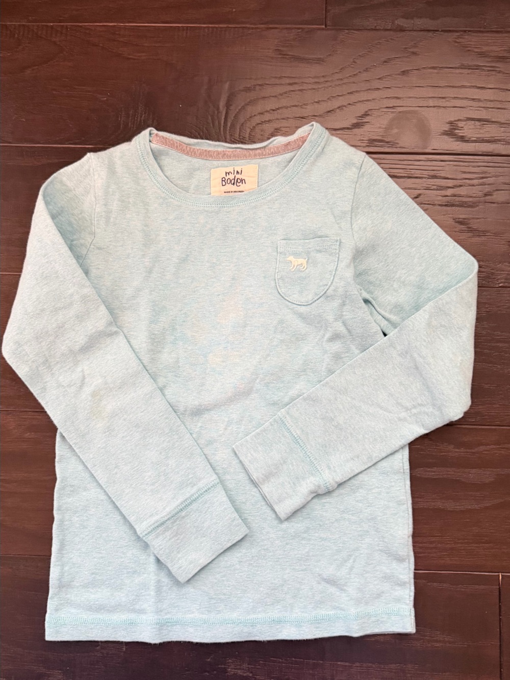 Mini Boden girls Size 6-7 Blue long Sleeve Tee